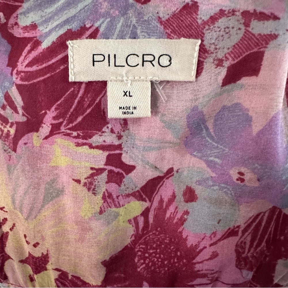 Pilcro by Anthropologie Floral Button Front Shirt Top XL - Picture 5 of 9